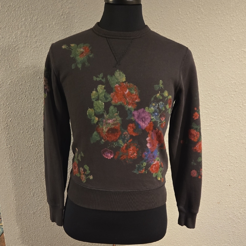 Polo by Ralph Lauren Floral Crew Neck Sweater - Black with Red and Green